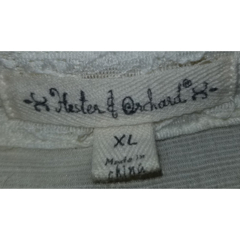 Womens Top-HESTER & ORCHARD-ivory 1/4 button sheer gauzy tunic lace Fairy-XL - Picture 5 of 5